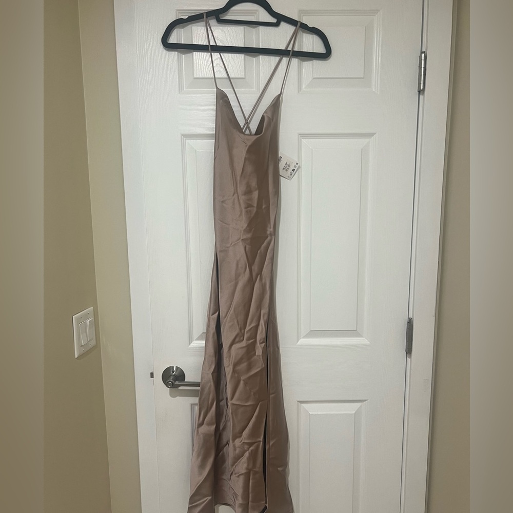 Zara midi satin lace back dress